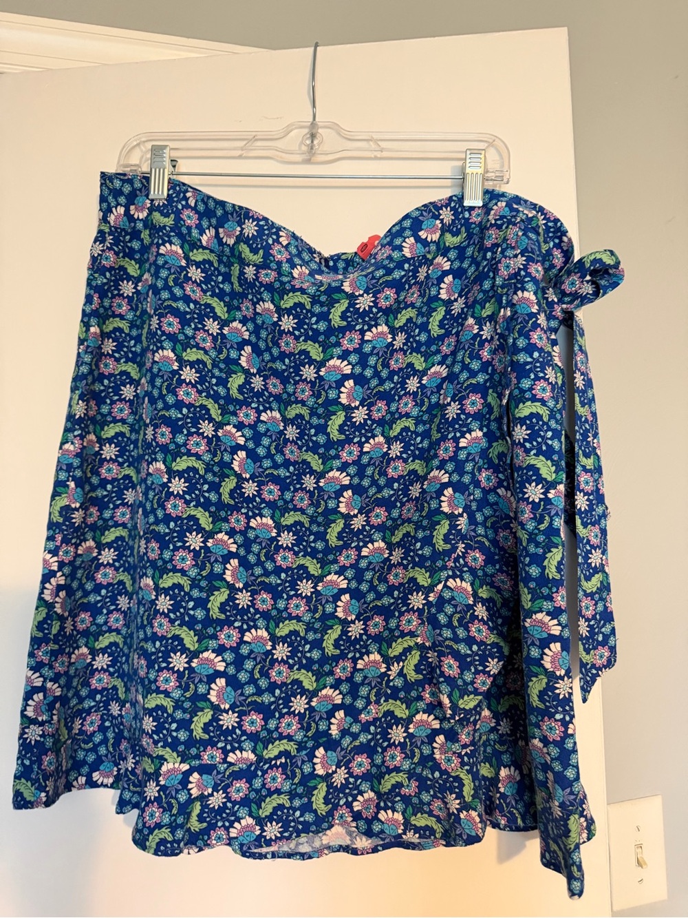 LOFT Floral Wrap Skirt in Navy Blue